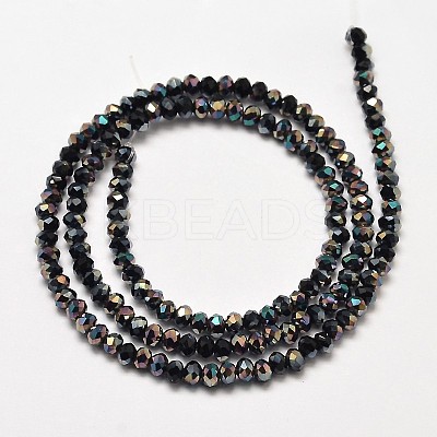 Faceted Rondelle Half Rainbow Plated Electroplate Glass Beads Strands EGLA-J134-3x2mm-HR19-1