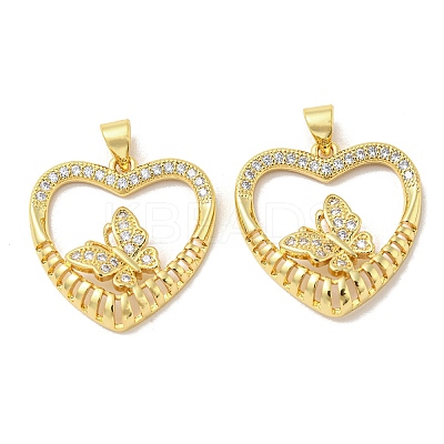 Rack Plating Brass Micro Pave Cubic Zirconia Pendants KK-F869-17G-1