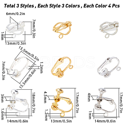 Brass & Iron Clip-on Earring Findings KK-SC0001-92-1