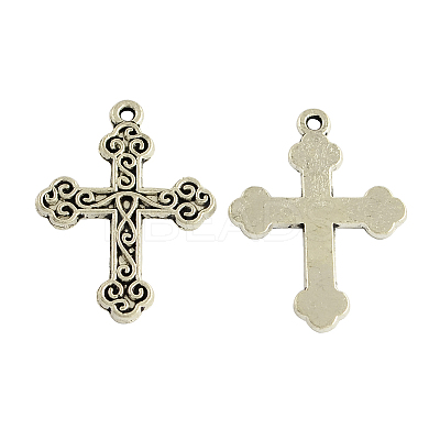 Tibetan Style Alloy Cross Gothic Pendants TIBEP-2599-AS-LF-1