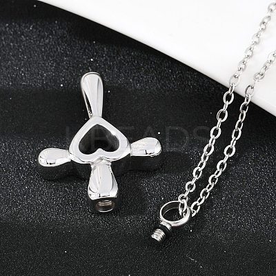 304 Stainless Steel Heart Cross Pendant Pet Urn Ashes Necklaces LS-NJEW-S455-05P-1