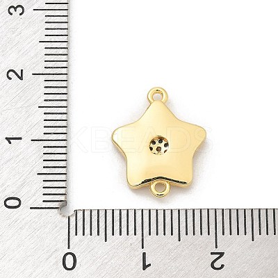 Brass Micro Pave Clear Cubic Zirconia Connector Charms KK-M303-04G-09-1
