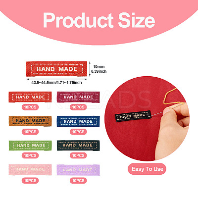 80Pcs 8 Colors Rectangle Clothing Handmade Labels FIND-TA0004-26-1