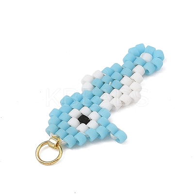 Glass Seed Beaded Pendants PALLOY-MZ01420-01-1