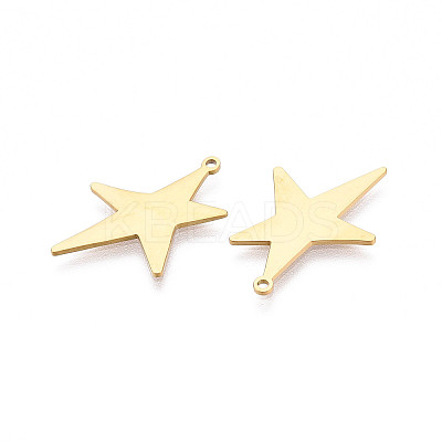 Manual Polishing 304 Stainless Steel Star Pendants STAS-T072-58G-1