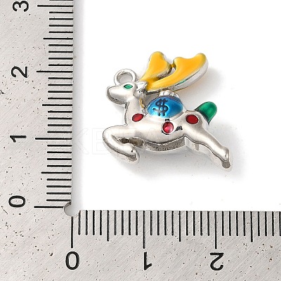 Christmas Deer with Money Bag Rack Plating Alloy Enamel Pendants FIND-I039-024A-P-1