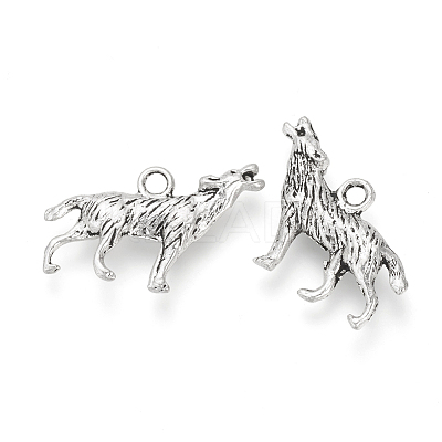 Tibetan Style Alloy Howling Wolf Pendants TIBEP-Q076-039AS-RS-1