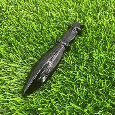 Natural Obsidian Carved Healing Dagger Figurines PW-WG52324-01-1