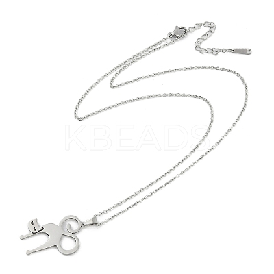 Halloween Series 202 Stainless Steel Cable Chain Cat Shape Pendant Necklaces LS-NJEW-S005-01P-D-1