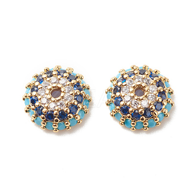 Brass Micro Pave Cubic Zirconia with Glass Bead Caps KK-G420-33G-1