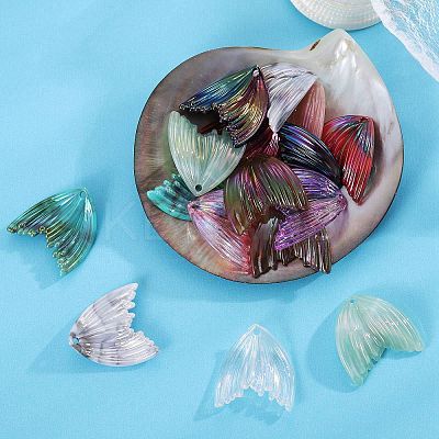 22 Pieces Resin Pendant Phantom Colorful Gradient Fish Tail Pendant Handmade Ear Studs and Earring Accessories(11 styles) JX638A-1