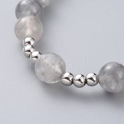 Natural Quartz Crystal Stretch Charm Bracelets BJEW-JB04692-01-1