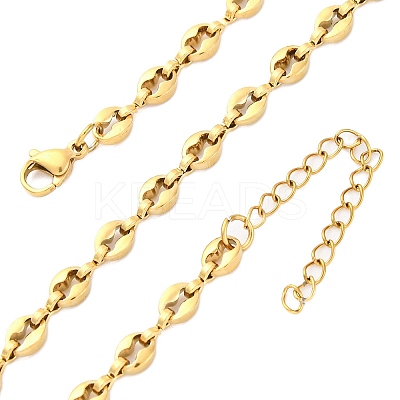 304 Stainless Steel Coffee Bean Chain Necklaces NJEW-C073-11G-1