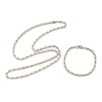 304 Stainless Steel Chain Necklaces & Bracelets Sets SJEW-D091-11GP-1