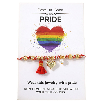 Pride Month Alloy Heart Charm Bracelets YY7958-2-1