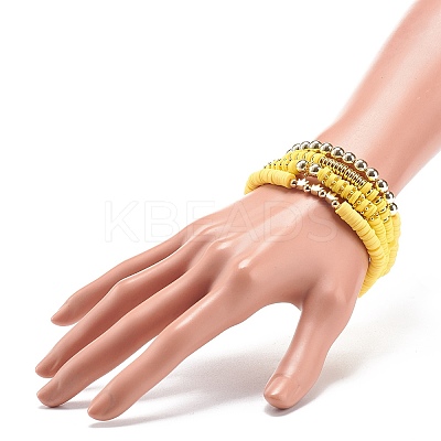 4Pcs 4 Color Handmade Polymer Clay Disc Surfer Bracelets Set BJEW-JB08802-1
