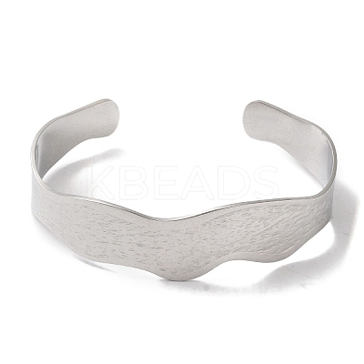 Non-Tarnish 304 Stainless Steel Open Cuff Bangles for Women BJEW-I315-01P-1