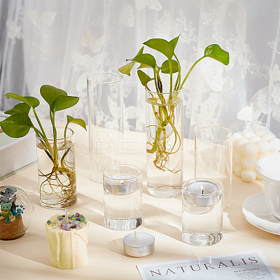 6Pcs 3 Style Column Glass Vase Ornaments AJEW-BC0002-25-1