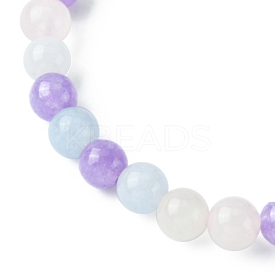 Natural Aquamarine & Rose Quartz & Amethyst Round Beaded Stretch Bracelet BJEW-JB09582-1