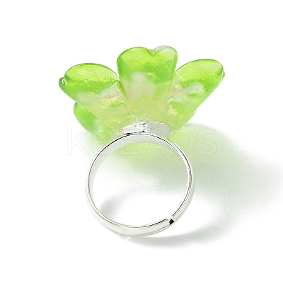 Luminous Glow in the Dark Flower Resin Finger Ring RJEW-JR00641-1