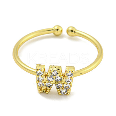 Rack Plating Brass Open Cuff Rings for Women RJEW-F162-02G-W-1