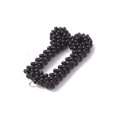 Glass Seed Beaded Musical Note Pendants PALLOY-MZ00569-1