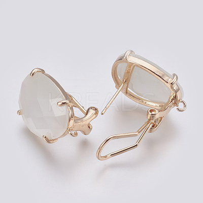 Faceted Glass Stud Earring Findings GLAA-F084-D12-1