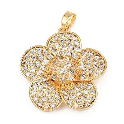 Brass Micro Pave Cubic Zirconia Pendants KK-K418-01C-G-1