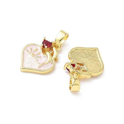 Brass Micro Pave Cubic Zirconia with Enamel Pendants KK-Z134-03G-02-1