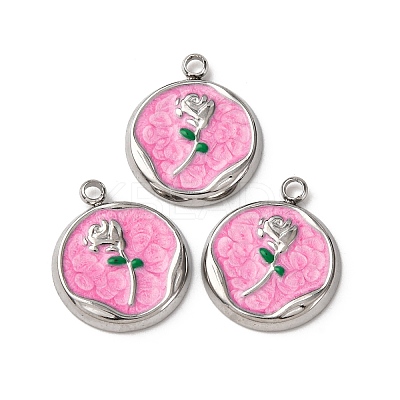 304 Stainless Steel Enamel Pendants STAS-P406-18P-02-1
