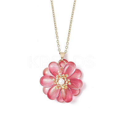 Glass Pendant Necklaces NJEW-MZ00112-1
