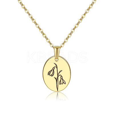 Brass Birth Month Flower Pendant Necklace HUDU-PW0001-034A-1-1