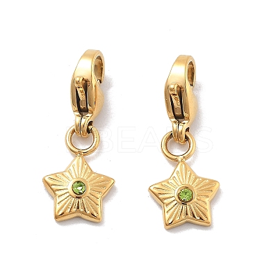 Star 304 Stainless Steel Rhinestone Pendant Decorations STAS-M092-11G-1