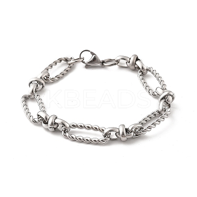 304 Stainless Steel Figaro Link Chain Bracelets for Women Men BJEW-F488-06P-1