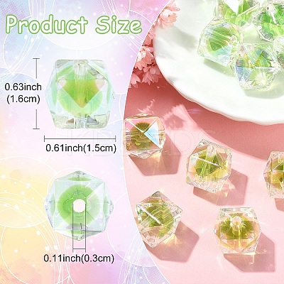 10Pcs Two Tone UV Plating Rainbow Iridescent Acrylic Beads TACR-YW0002-33D-1