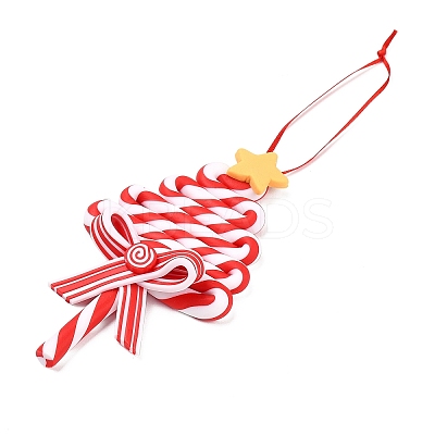 Christmas Tree Lollipop Handmade Polymer Clay Pendant Decorations LS-HJEW-P017-02C-1