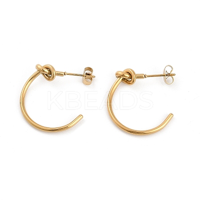 PVD Vacuum Plating 304 Stainless Steel knot Stud Earrings for Women EJEW-R002-02G-1