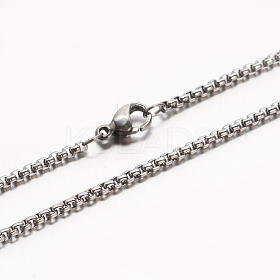 Tarnish Resistant 304 Stainless Steel Box Chain Necklaces NJEW-E026-11P-1