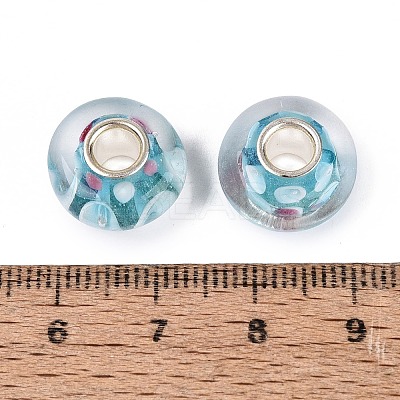 Handmade Lampwork & Brass Core European Beads LAMP-N044-10S-01-1