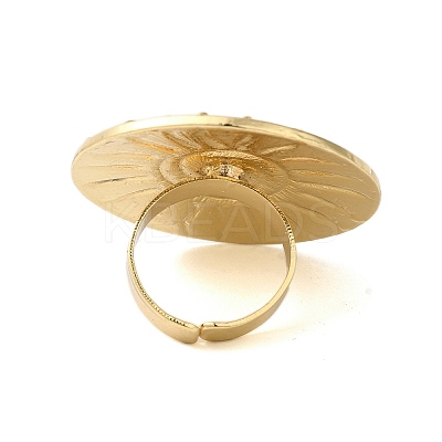 Big Flat Round with Sun Alloy Open Cuff Rings for Women RJEW-U006-04G-1