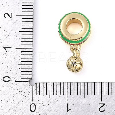 Rack Plating Brass Micro Pave Clear Cubic Zirconia European Dangle Charms KK-P287-22G-1