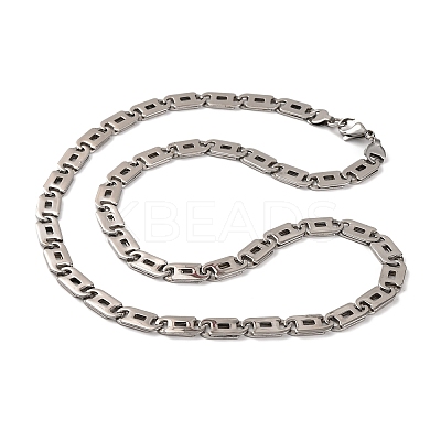 201 Stainless Steel Oval Mariner Link Chain Necklace NJEW-F222-37P-01-1