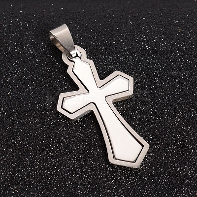 Tarnish Resistant 201 Stainless Steel Cross Split Pendants STAS-I032-013-1