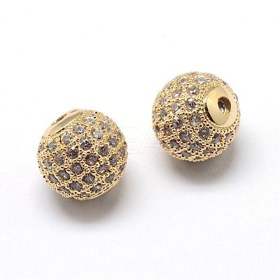 Rack Plating Brass Cubic Zirconia Beads ZIRC-S001-10mm-A01-1