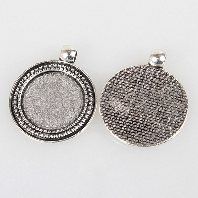 Vintage Tibetan Style Alloy Pendant Cabochon Bezel Settings X-TIBEP-O006-07AS-1