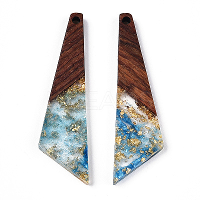 Transparent Resin & Walnut Wood Pendants RESI-N039-70H-1