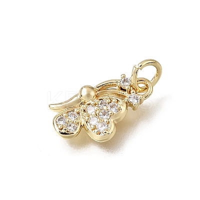 Brass Micro Pave Clear Cubic Zirconia Charms CU-L001-09G-06-1