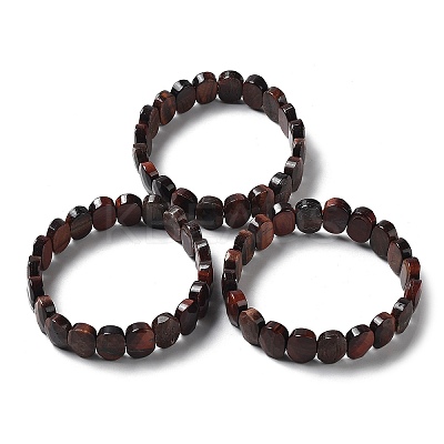 Dyed & Heated Natural Red Tiger Eye Beaded Stretch Bracelet G-E010-01-11-1
