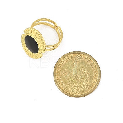 Oval 304 Stainless Steel Enamel Open Cuff Rings for Women LS-RJEW-G338-17G-02-1