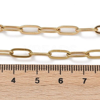 Ion Plating(IP) 304 Stainless Steel Paperclip Chain Necklace for Women X-NJEW-C011-03G-1